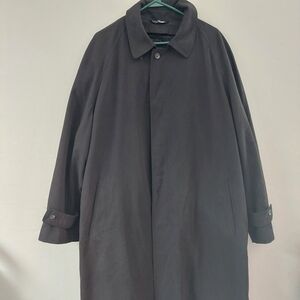Ralph Lauren Black Trench Coat Vintage Size 44R Men‎ Wool Liner Microfiber Soft